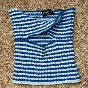 White Fox Boutique Blue and White Twist Bandeau Top